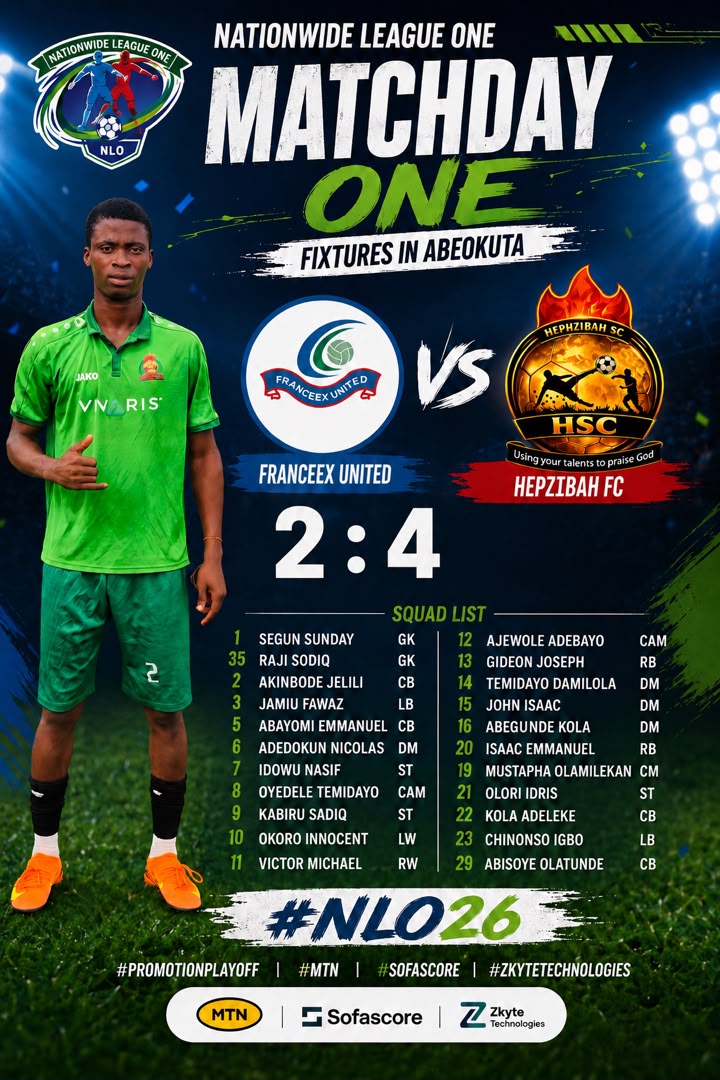 Hephzibah SC Makes Statement with 4–2 Victory Over Franceex United in NLO South West Promotion Playoffs